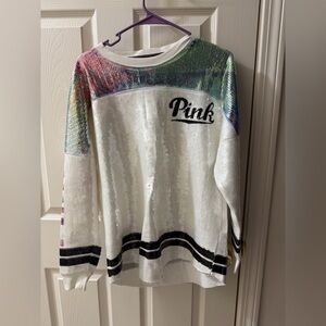 PINK Victoria's Secret Sequin Sweater - White and Multicolor